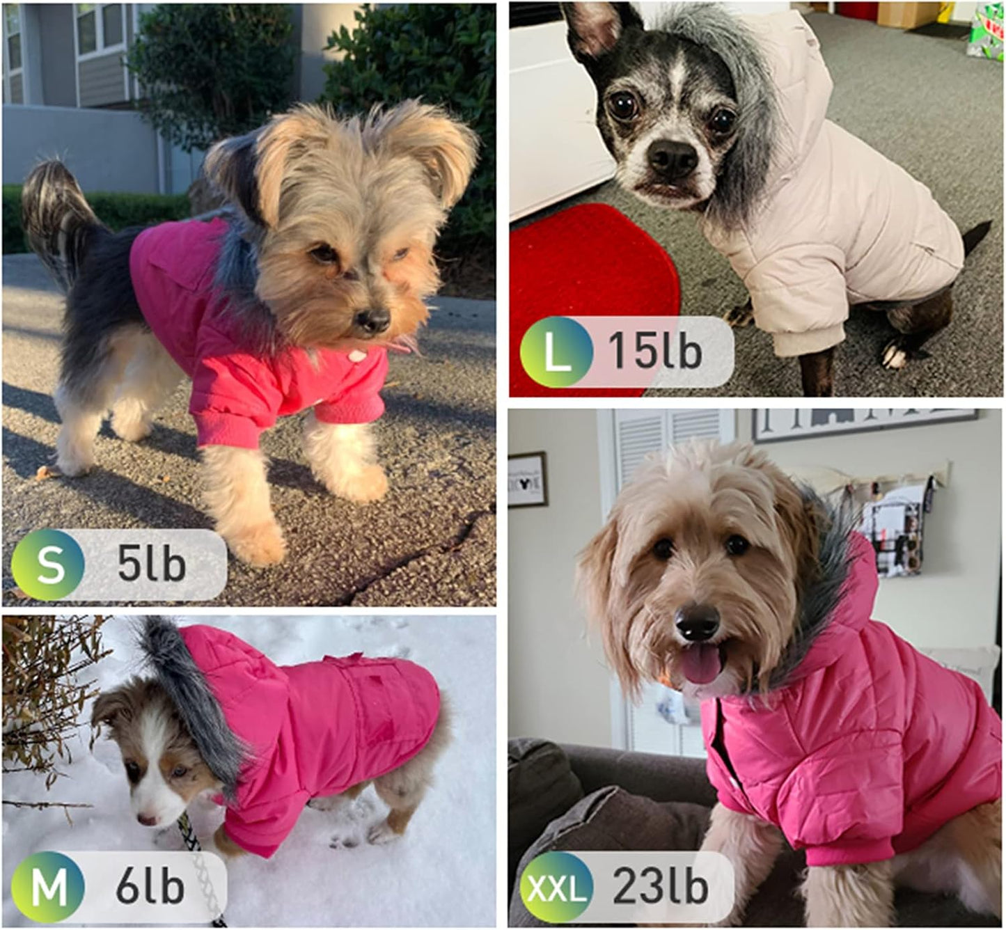 Warm Dog Coats for Small Dogs, Waterproof Dog Jacket Extra Warm Pet Winter Coat Windproof Puffer Jacket for Puppy, Pink L
