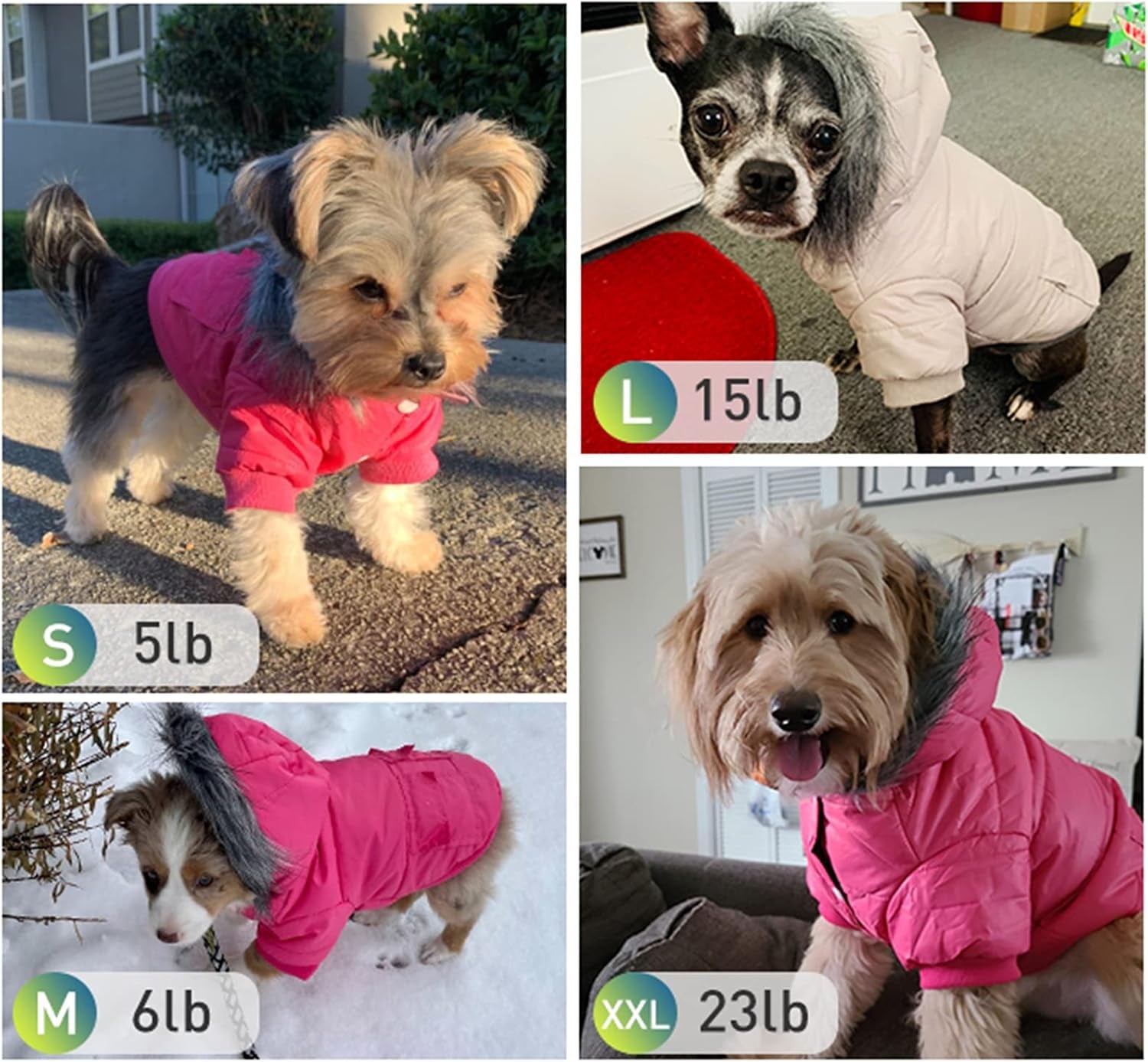 Warm Dog Coats for Small Dogs, Waterproof Dog Jacket Extra Warm Pet Winter Coat Windproof Puffer Jacket for Puppy, Pink L