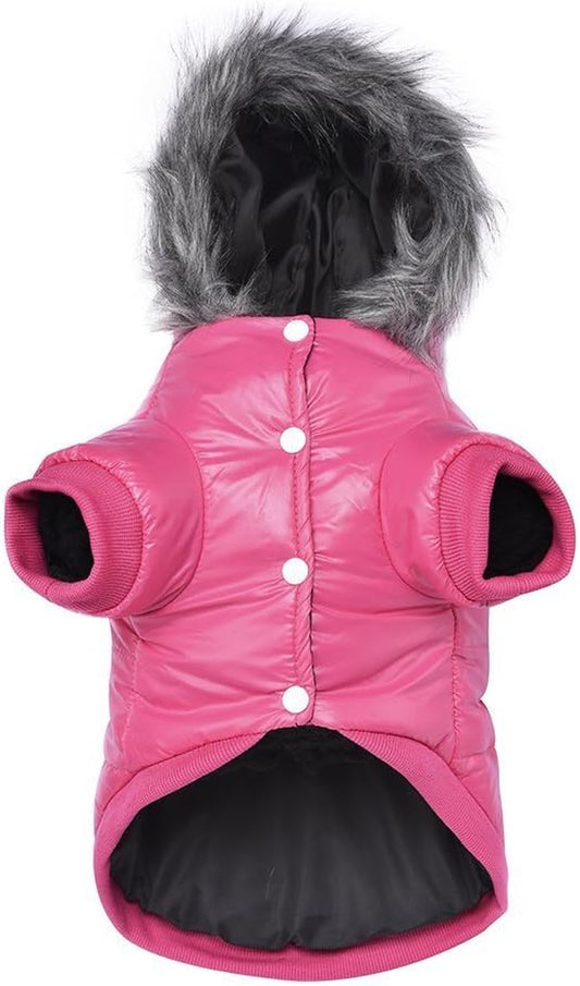 Warm Dog Coats for Small Dogs, Waterproof Dog Jacket Extra Warm Pet Winter Coat Windproof Puffer Jacket for Puppy, Pink L