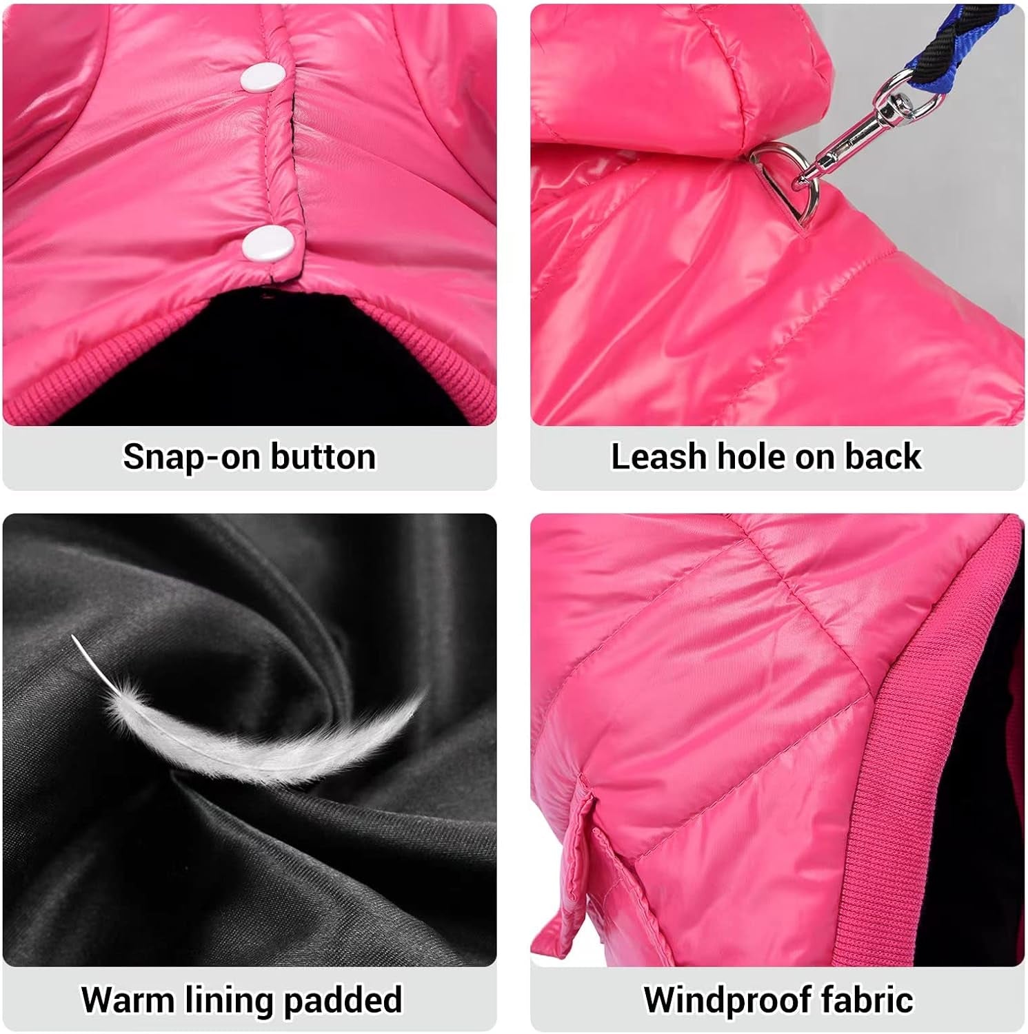 Warm Dog Coats for Small Dogs, Waterproof Dog Jacket Extra Warm Pet Winter Coat Windproof Puffer Jacket for Puppy, Pink L