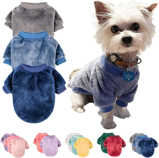 Dog Sweater, 3-Pack Dog & Cat Clothes, Ultra Soft and Warm Pet Jackets XXS XS for Small Dogs Boy & Girl, Winter Pet Apparel Costumes, Puppy Outfits (Grey,Blue,Dark Blue, Small)