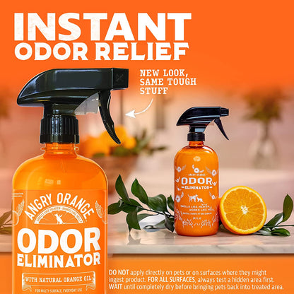 Pet Odor Eliminator for Dog and Cat Urine, Carpet Stains, and Strong Smells – Citrus Cleaner with Natural Orange Oil – 24 Oz
