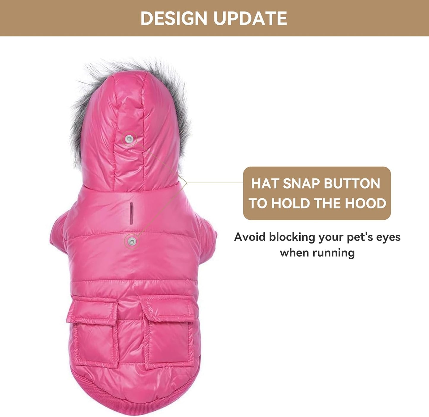 Warm Dog Coats for Small Dogs, Waterproof Dog Jacket Extra Warm Pet Winter Coat Windproof Puffer Jacket for Puppy, Pink L